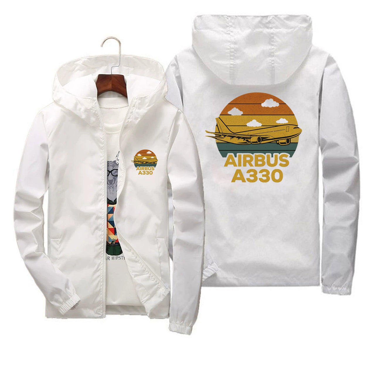 Retro Airbus A330 Designed Thin Windbreaker Jackets
