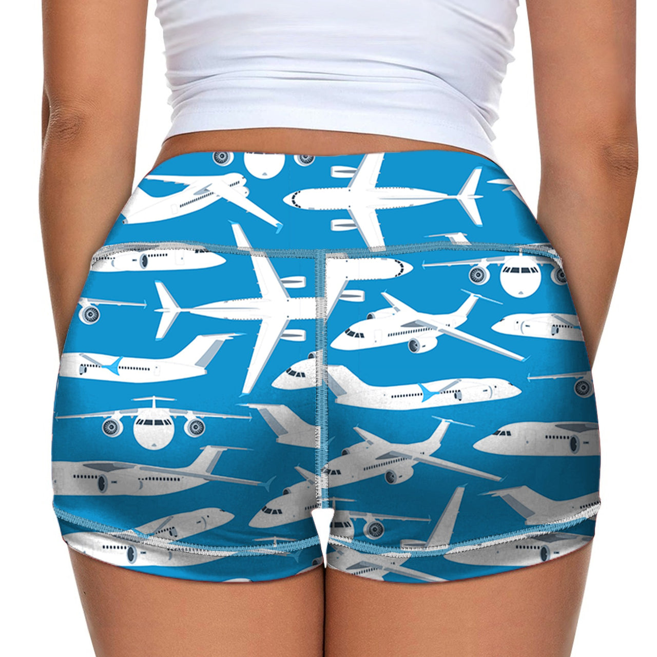 Big Airplanes Designed Women Yoga Shorts Pants