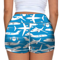 Thumbnail for Big Airplanes Designed Women Yoga Shorts Pants
