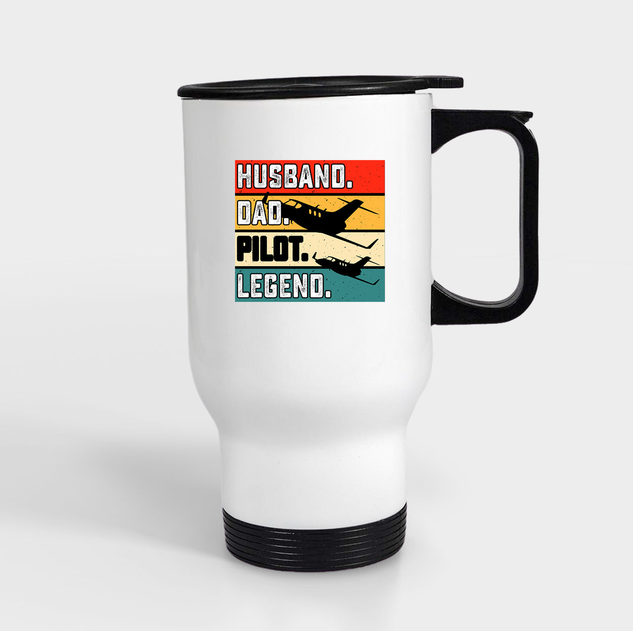 Husband & Dad & Pilot & Legend Designed Travel Mugs (With Holder)