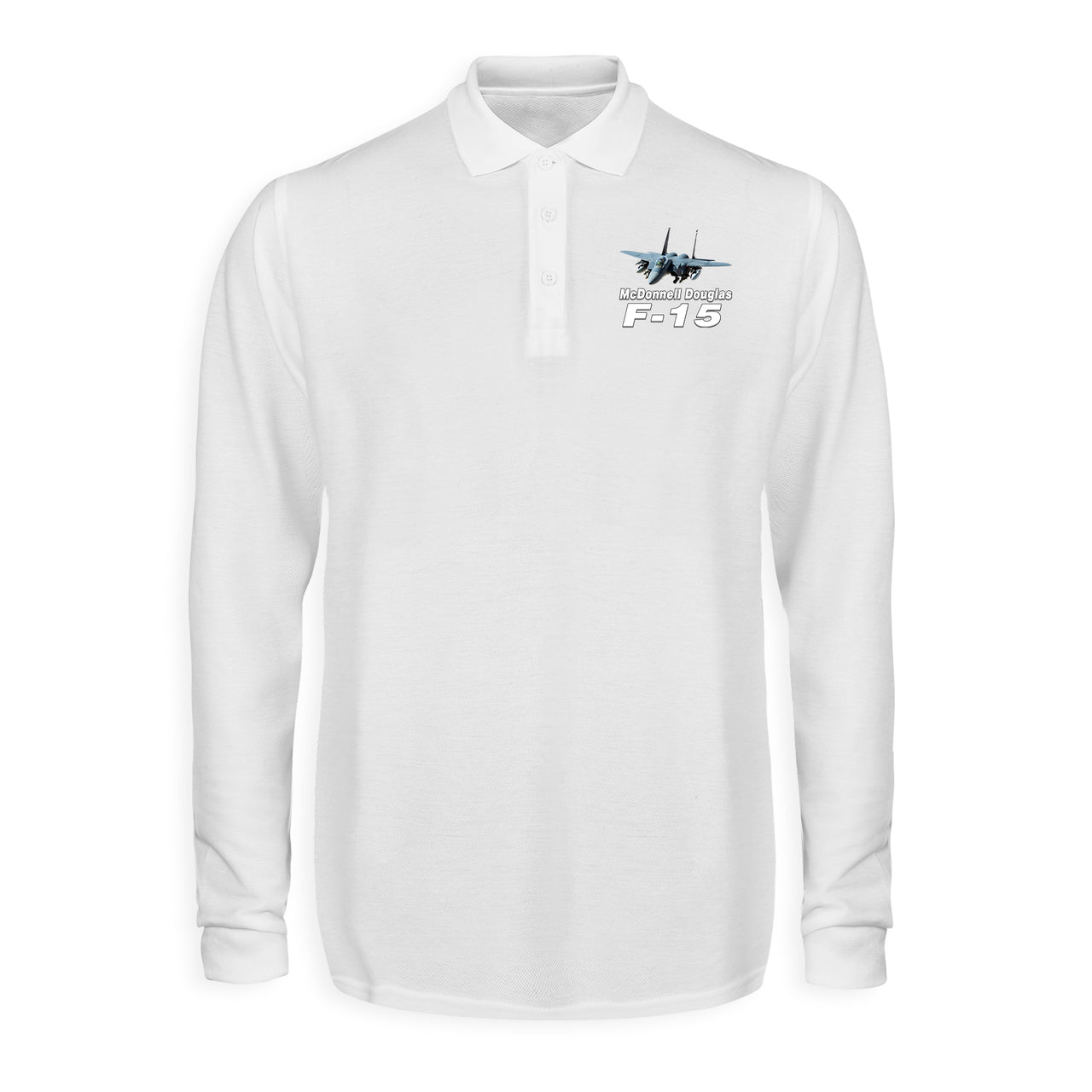 The McDonnell Douglas F15 Designed Long Sleeve Polo T-Shirts
