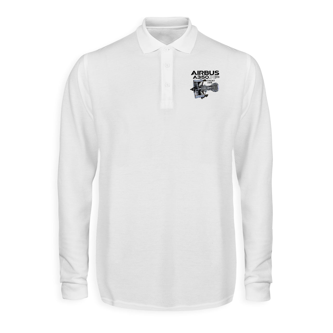 Airbus A350 & Trent Wxb Engine Designed Long Sleeve Polo T-Shirts