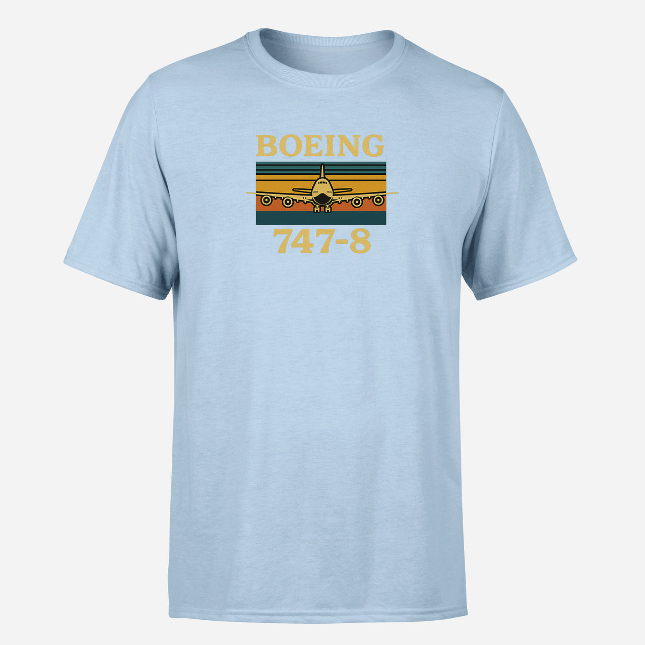 Retro Boeign 747-8 Design Super Quality T-Shirts