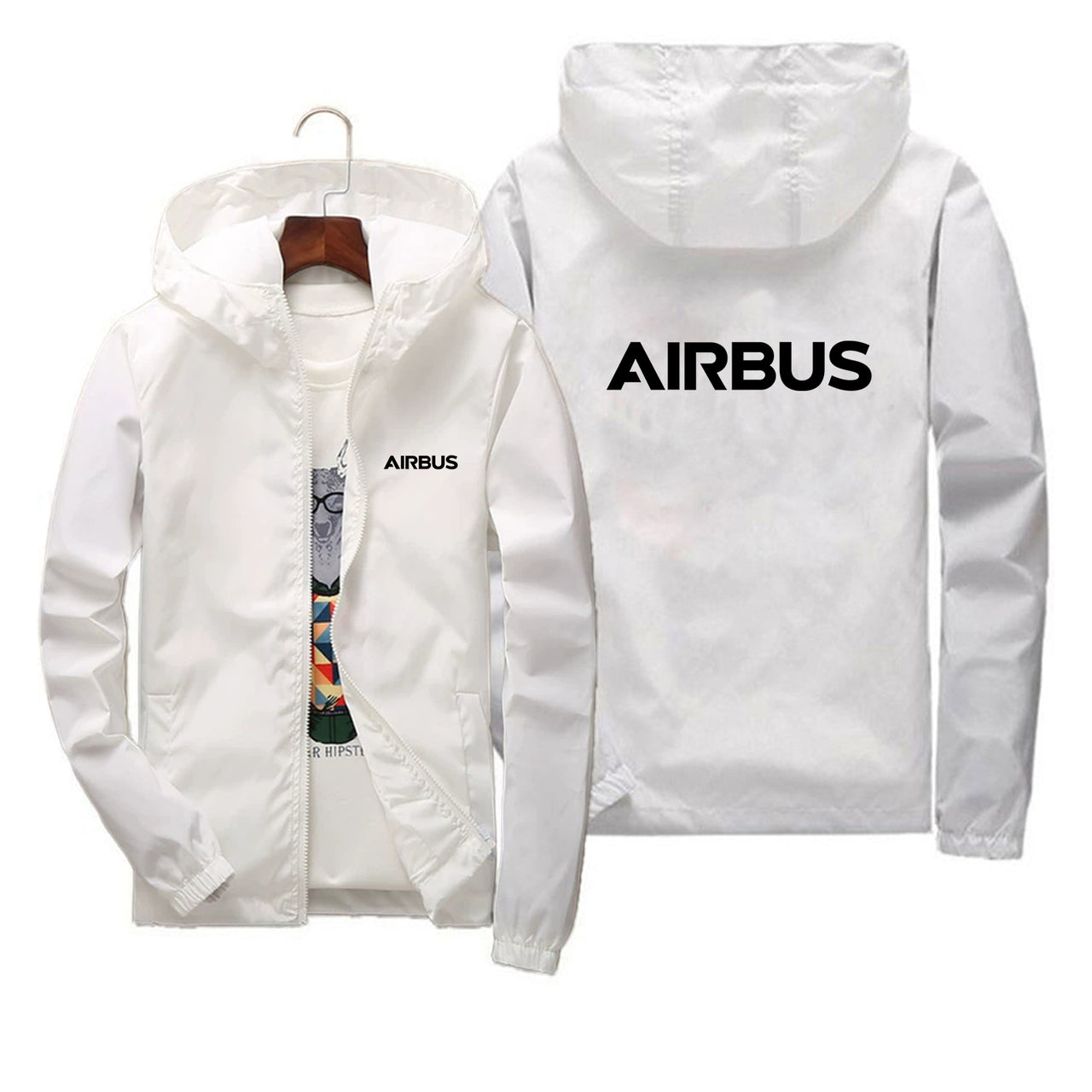 Airbus & Text Designed Thin Windbreaker Jackets