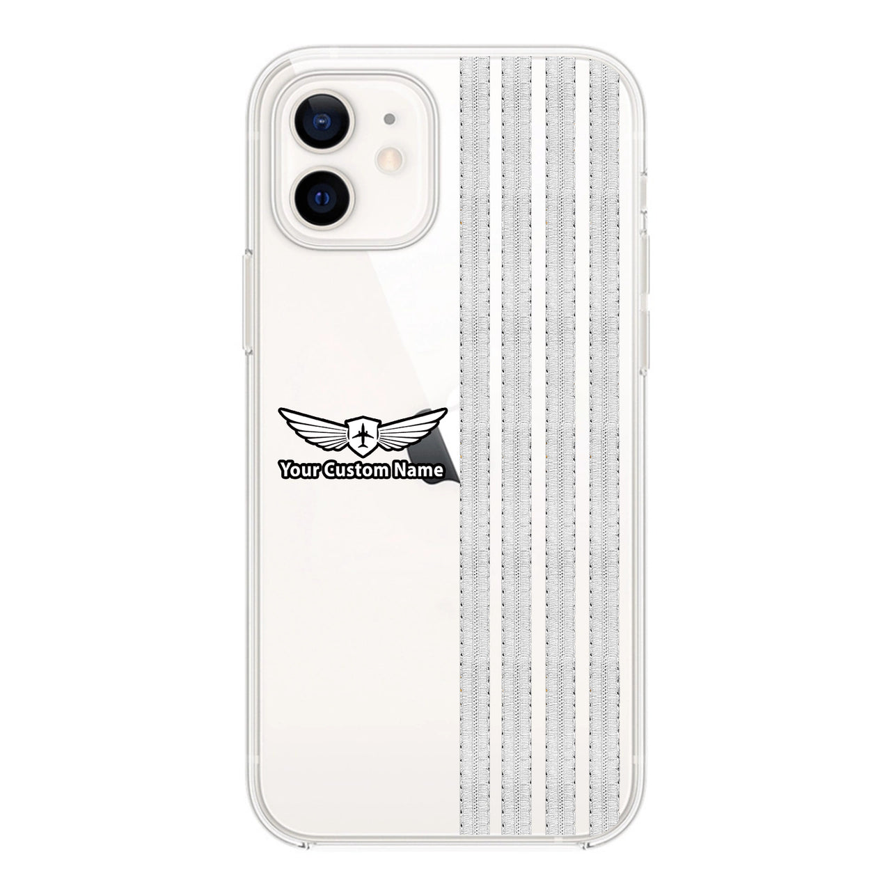 Custom Name + Special "SILVER" Epualettes (4,3,2 Lines) Designed Transparent Silicone iPhone Cases