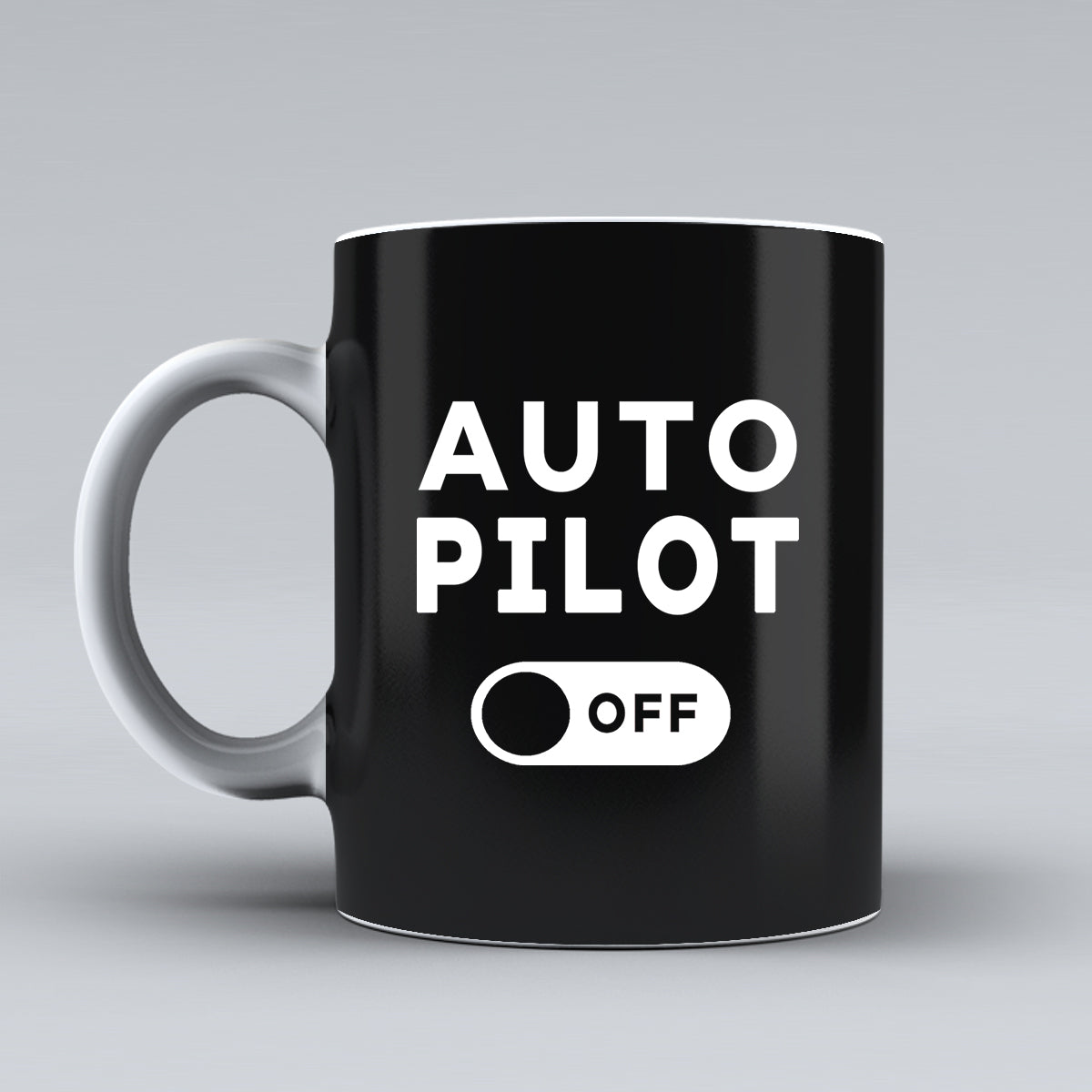 Auto Pilot Off Designed Ceramic White Mugs