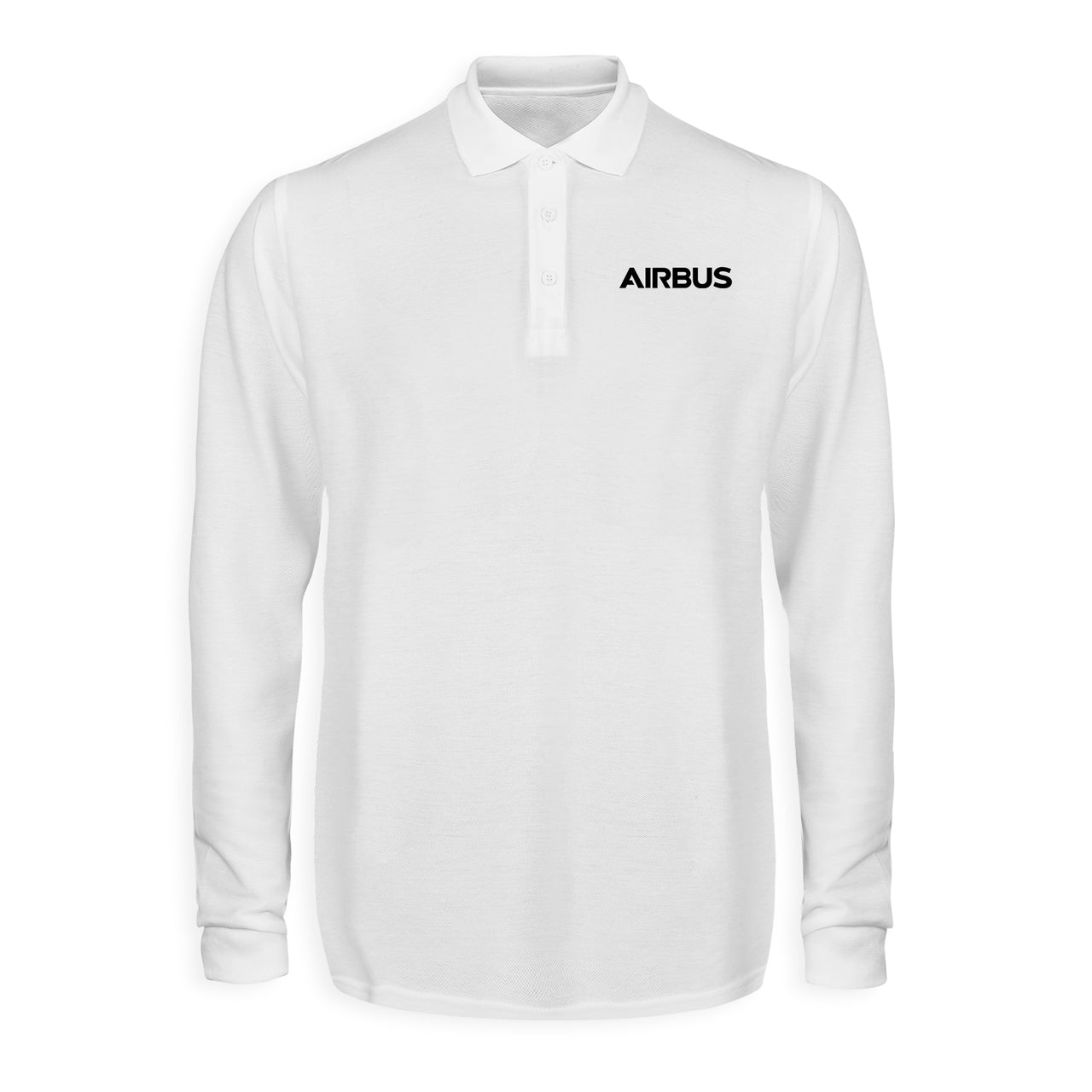Airbus & Text Designed Long Sleeve Polo T-Shirts