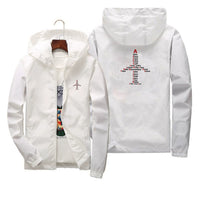 Thumbnail for Airplane Shape Aviation Alphabet Designed Thin Windbreaker Jackets