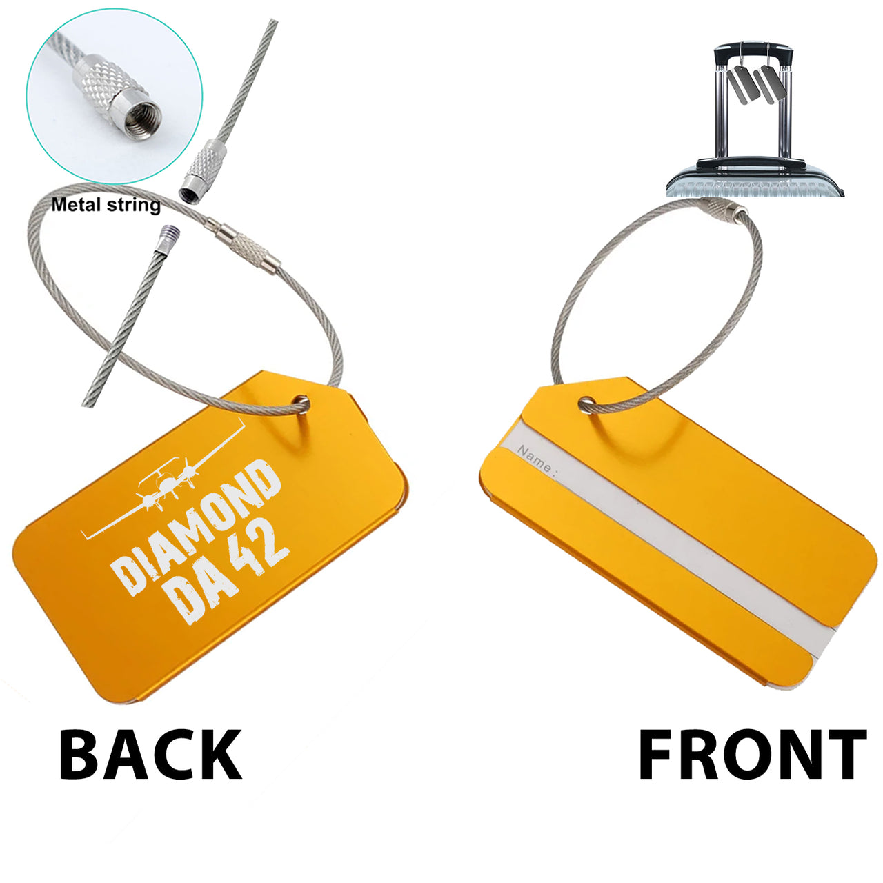 Diamond DA42 & Plane Designed Fashion Metal Luggage Tags