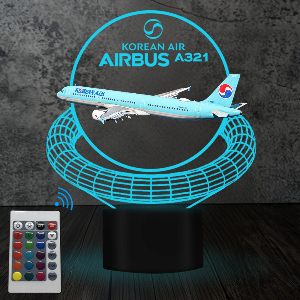Korean Air Airbus A321 Designed 3D Lamp