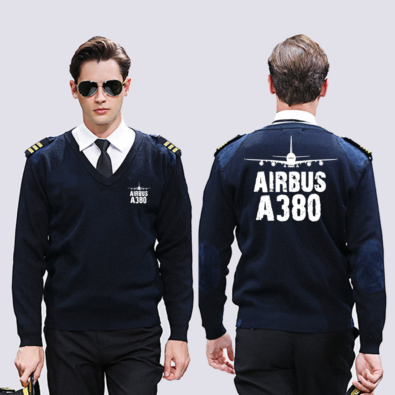 Airbus A380 & Plane Designed Wool Pilot Sweaters