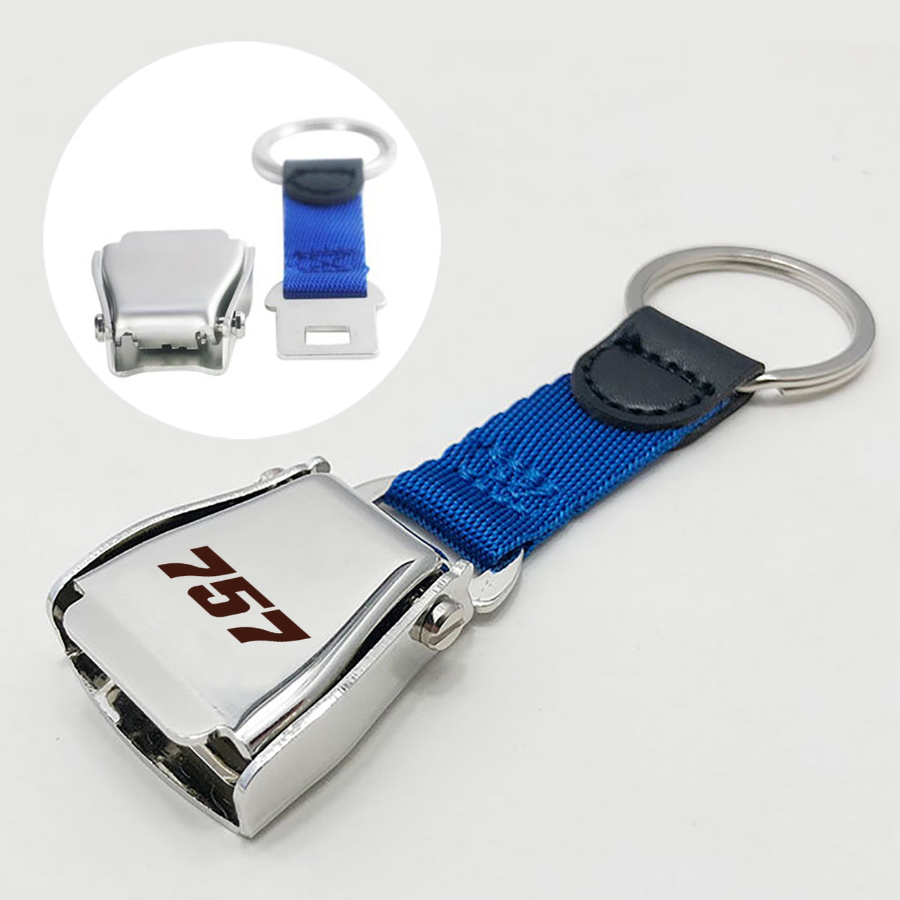 757 Flat Text Designed Airplane Seat Belt Key Chains