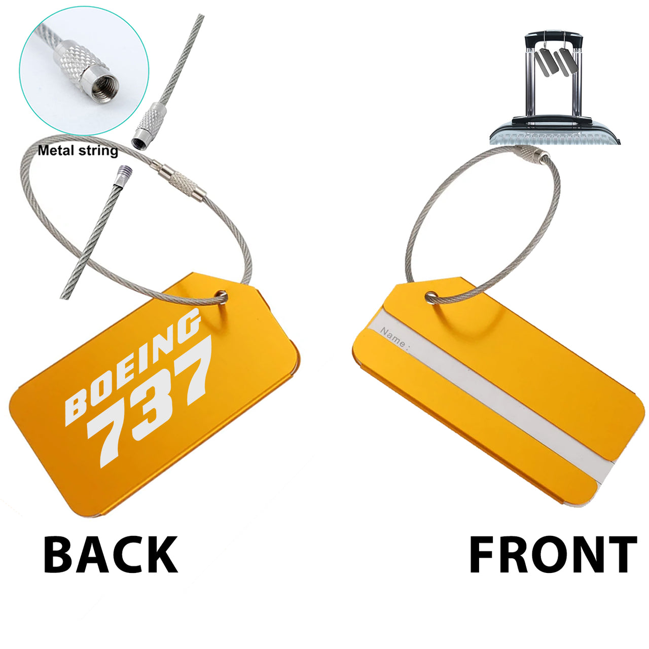 Boeing 737 & Text Designed Fashion Metal Luggage Tags