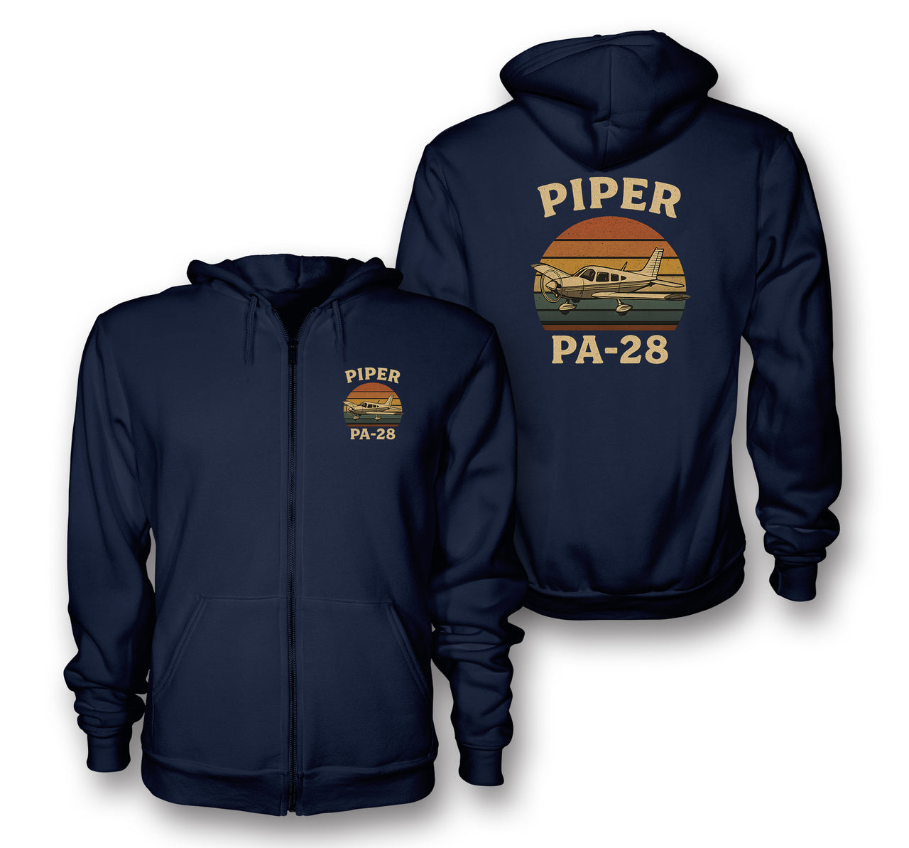 Retro Piper PA-28 Designed Zipped Hoodies