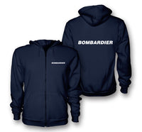 Thumbnail for Bombardier & Text Designed Zipped Hoodies