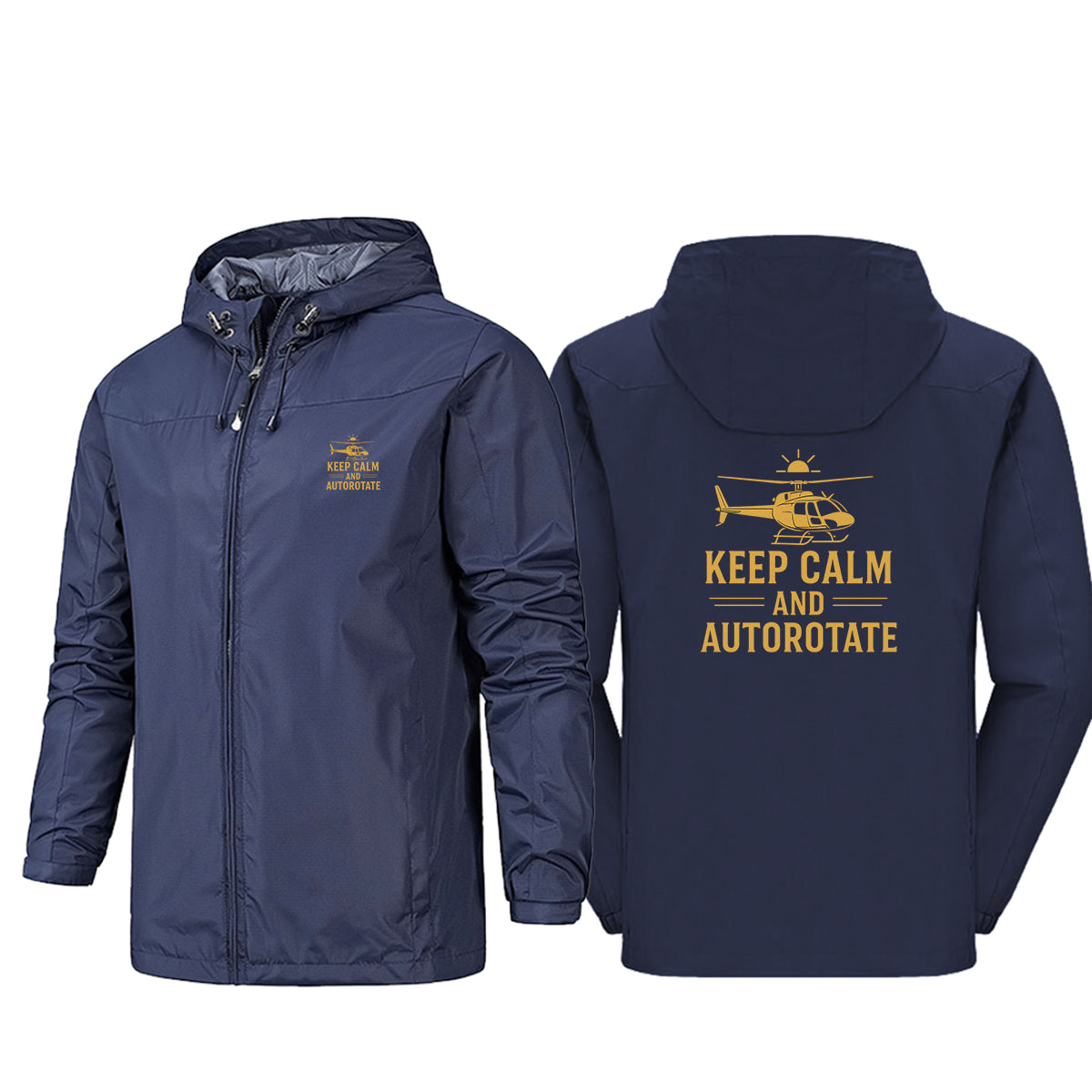 Keep Calm and Autorotate Designed Rain Jackets & Windbreakers