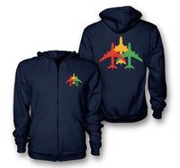 Thumbnail for Colourful 3 Airplanes Designed Zipped Hoodies