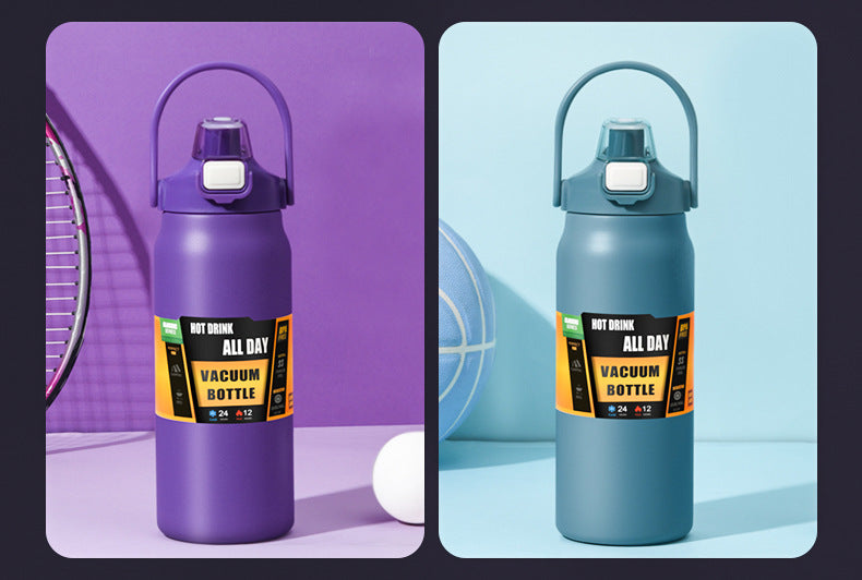 Portable Thermos with Straw Outdoor Sport 304 Stainless Steel Thermal Mug Tumbler Travel Outdoor Vacuum Flasks Hot Water Bottle