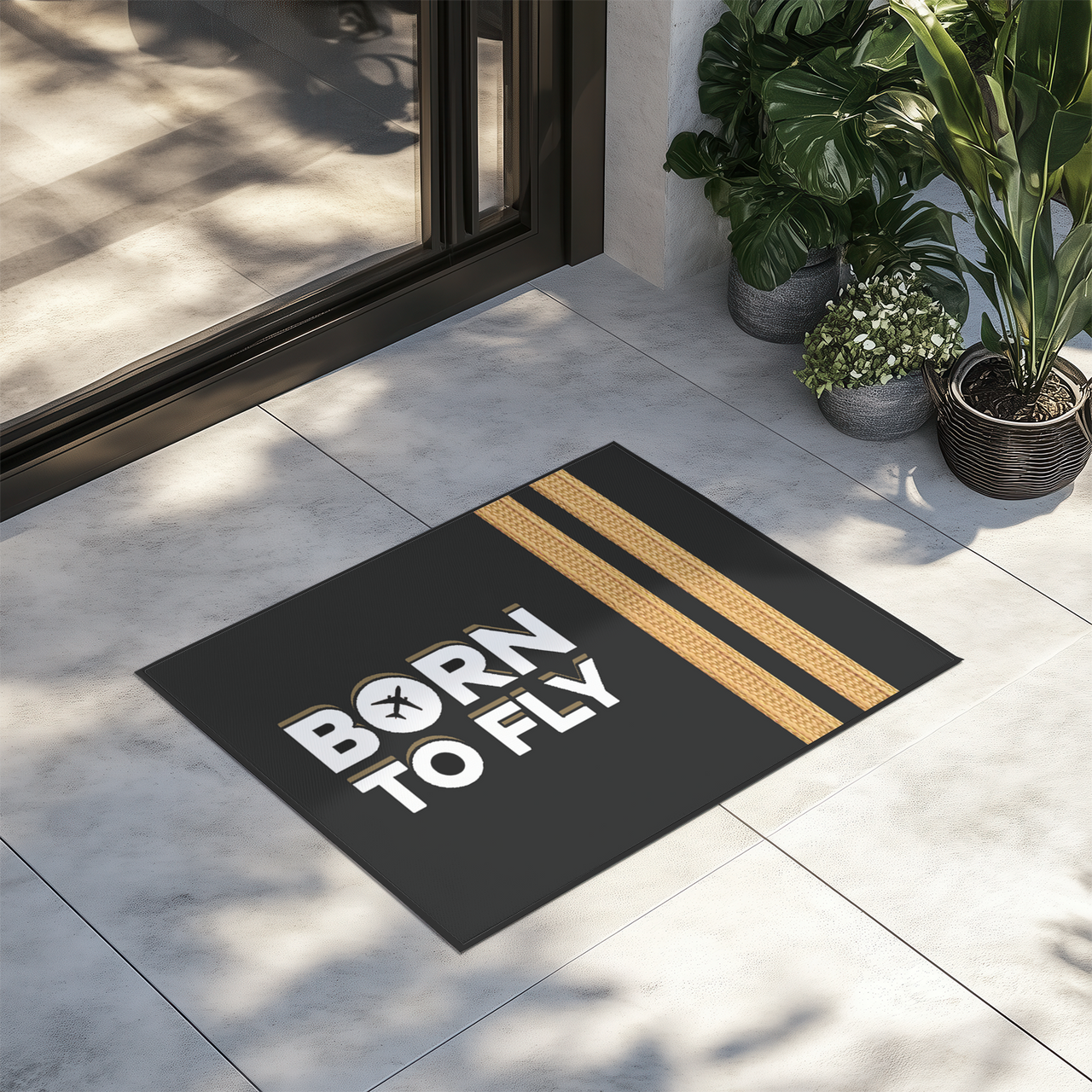 Born to Fly & Pilot Epaulettes (2 Lines) Designed Door Mats
