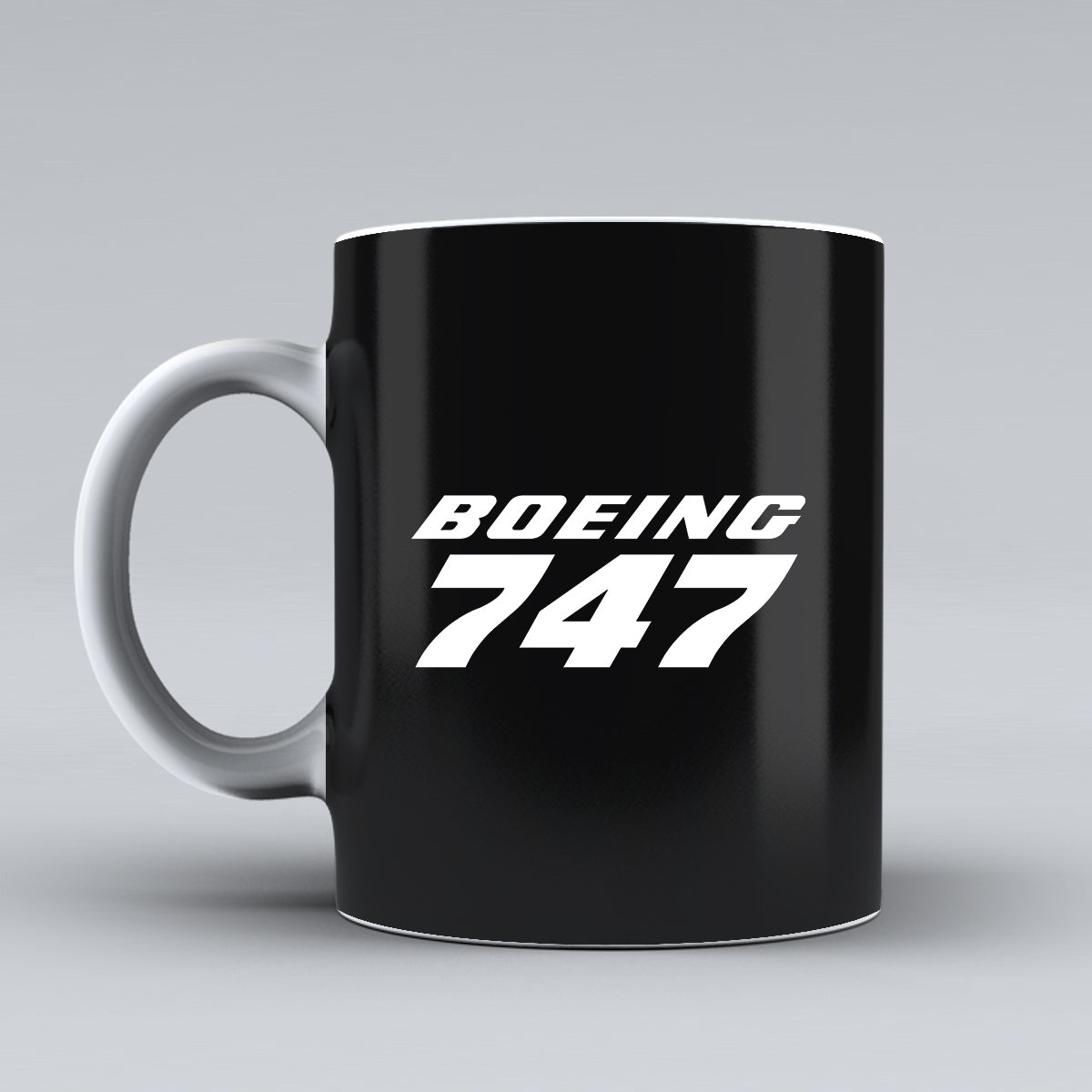 Boeing 747 & Text Designed Ceramic White Mugs