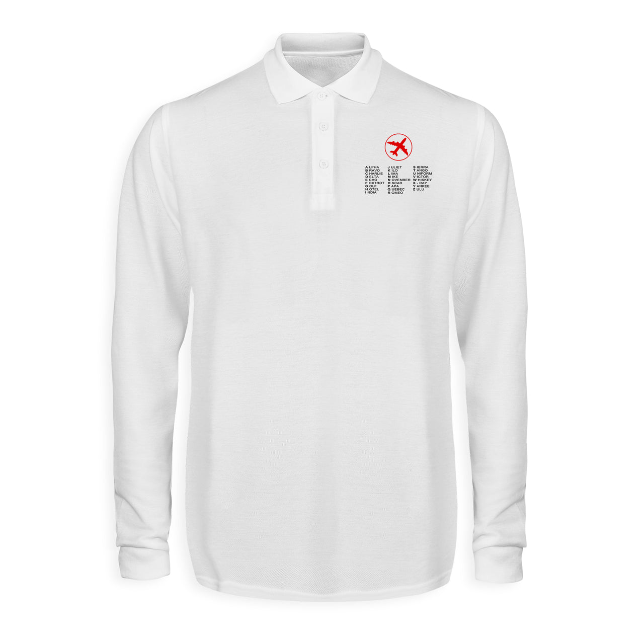 Aviation Alphabet 2 Designed Long Sleeve Polo T-Shirts