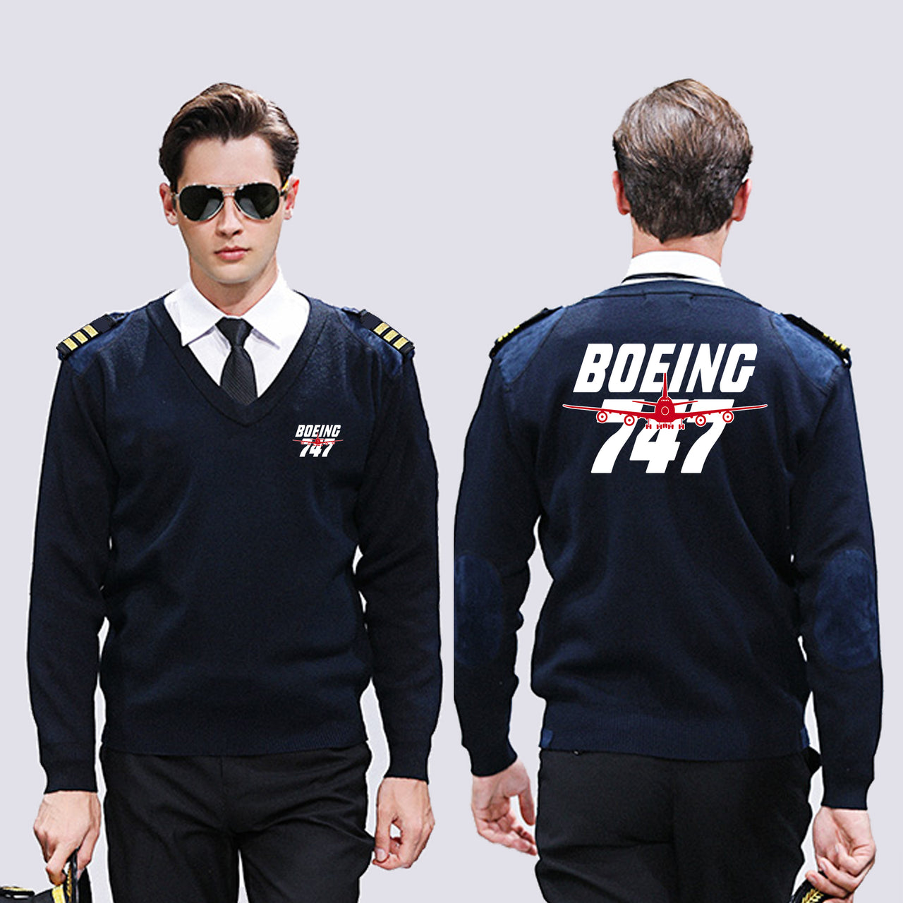 Amazing Boeing 747 Designed Wool Pilot Sweaters