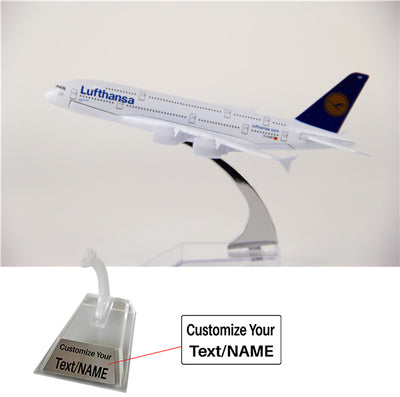 Lufthansa Airbus A380 Airplane Model (16CM) aviation themed 16-18cm scale model aircraft, diecast metal.