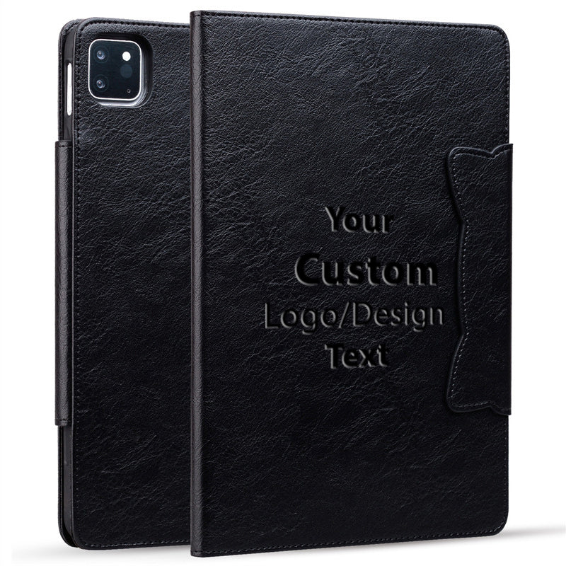 Custom Design Image Logo Folio Cover for iPad  with PU Leather & Soft TPU Back (Business Style)