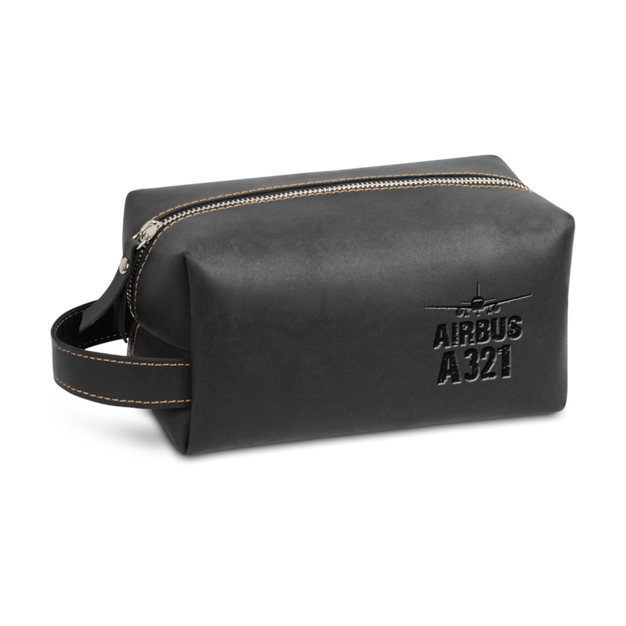 Airbus A321 & Plane Designed Leather Clutch Toiletry Bag