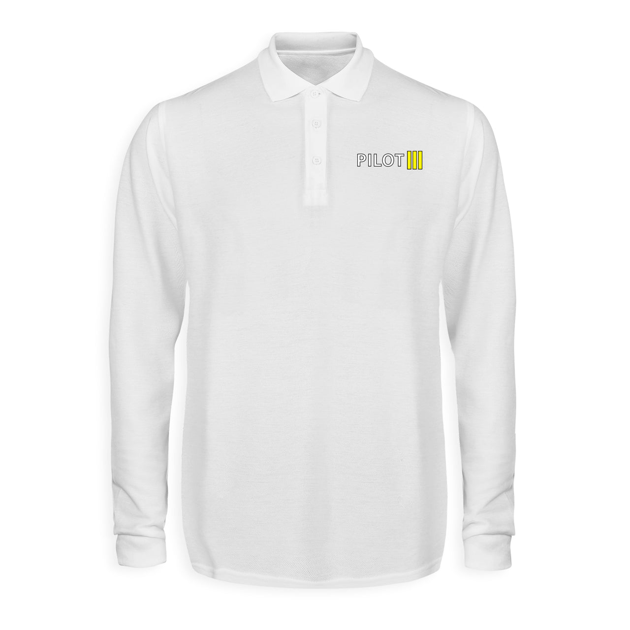 Pilot & Stripes (3 Lines) Designed Long Sleeve Polo T-Shirts