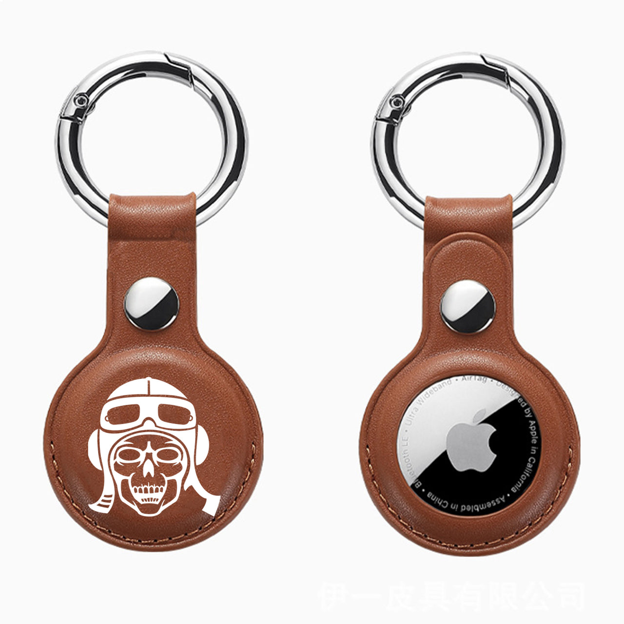 Skeleton Pilot Design Airtags Leather Cases