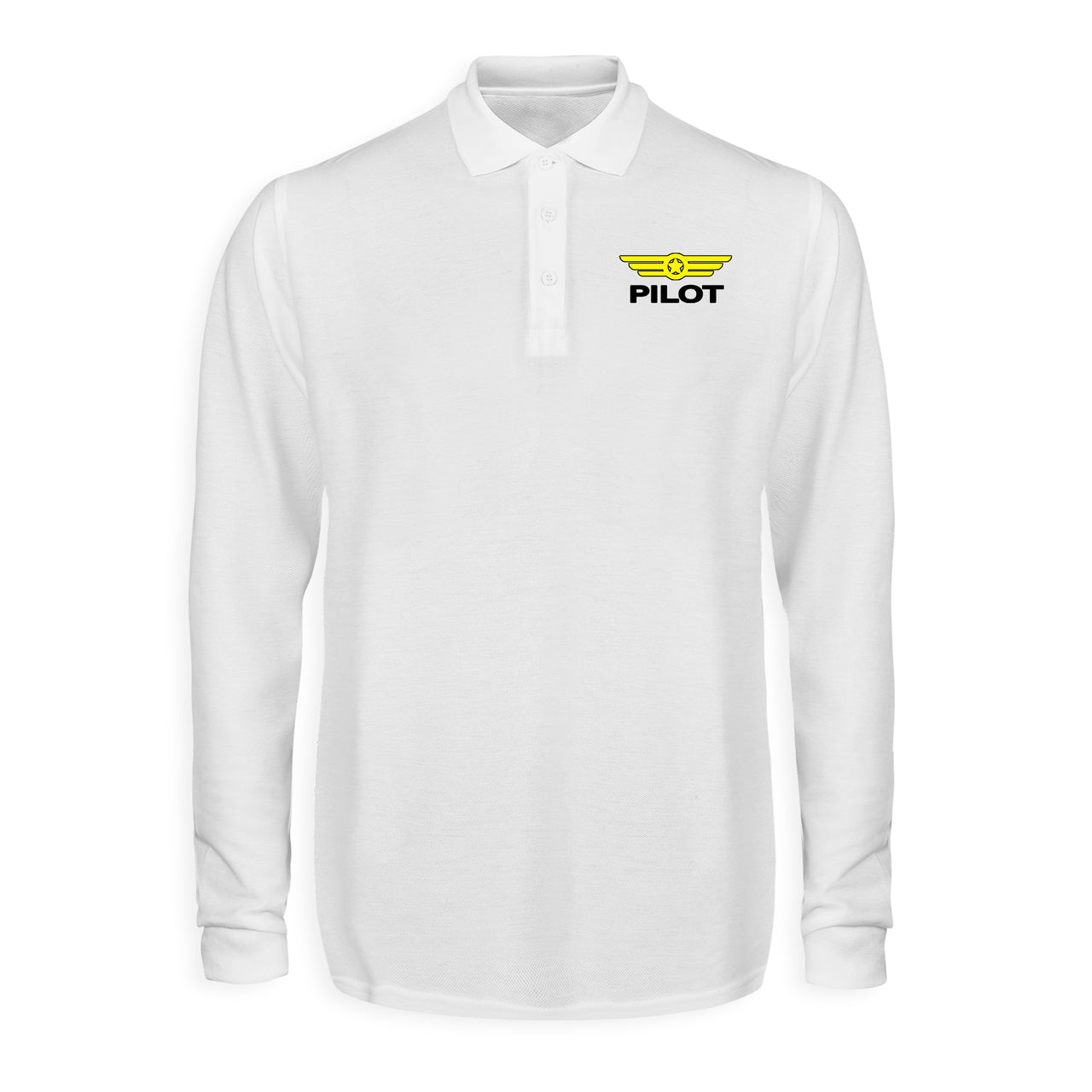 Pilot & Badge Designed Long Sleeve Polo T-Shirts