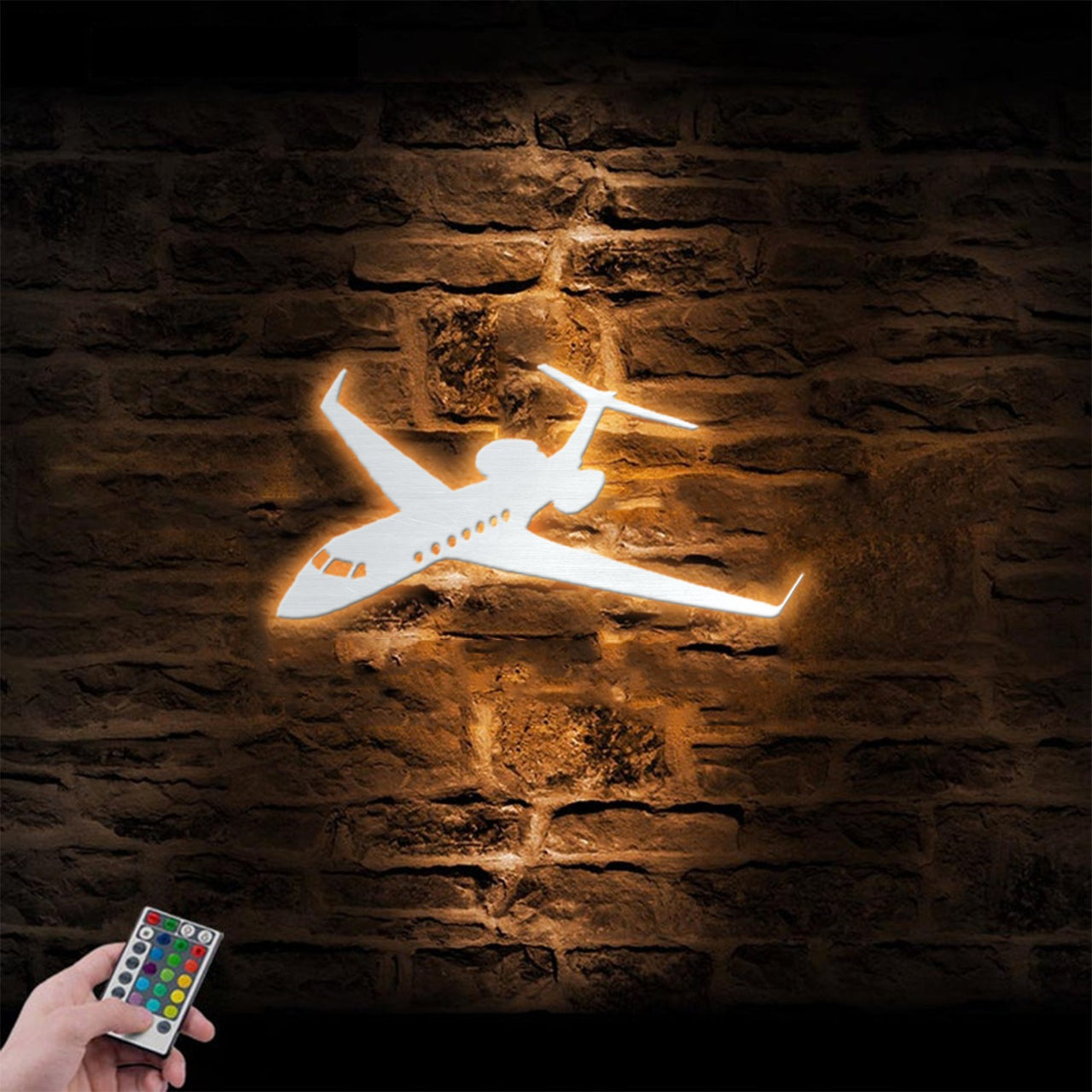 Amazing Business Jet Aircraft (FL-14) Designed Metal Wall Art LED Light