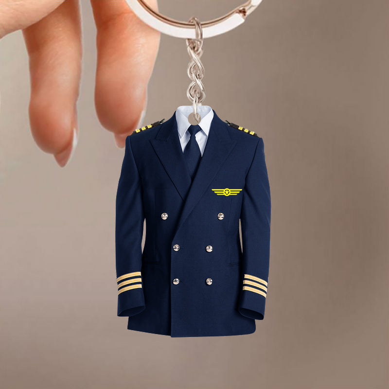 Blue Pilot Suit Jackets & Coat Uniform Acrylic Keychain