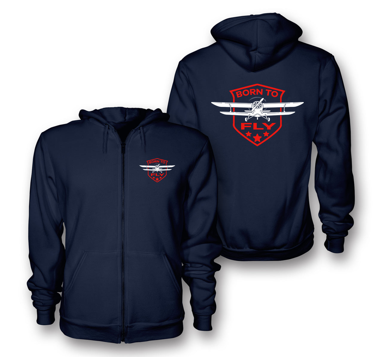 Born To Fly Designed Designed Zipped Hoodies