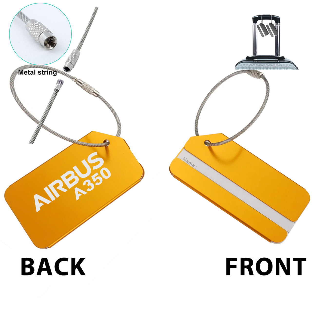 Airbus A350 & Text Designed Fashion Metal Luggage Tags