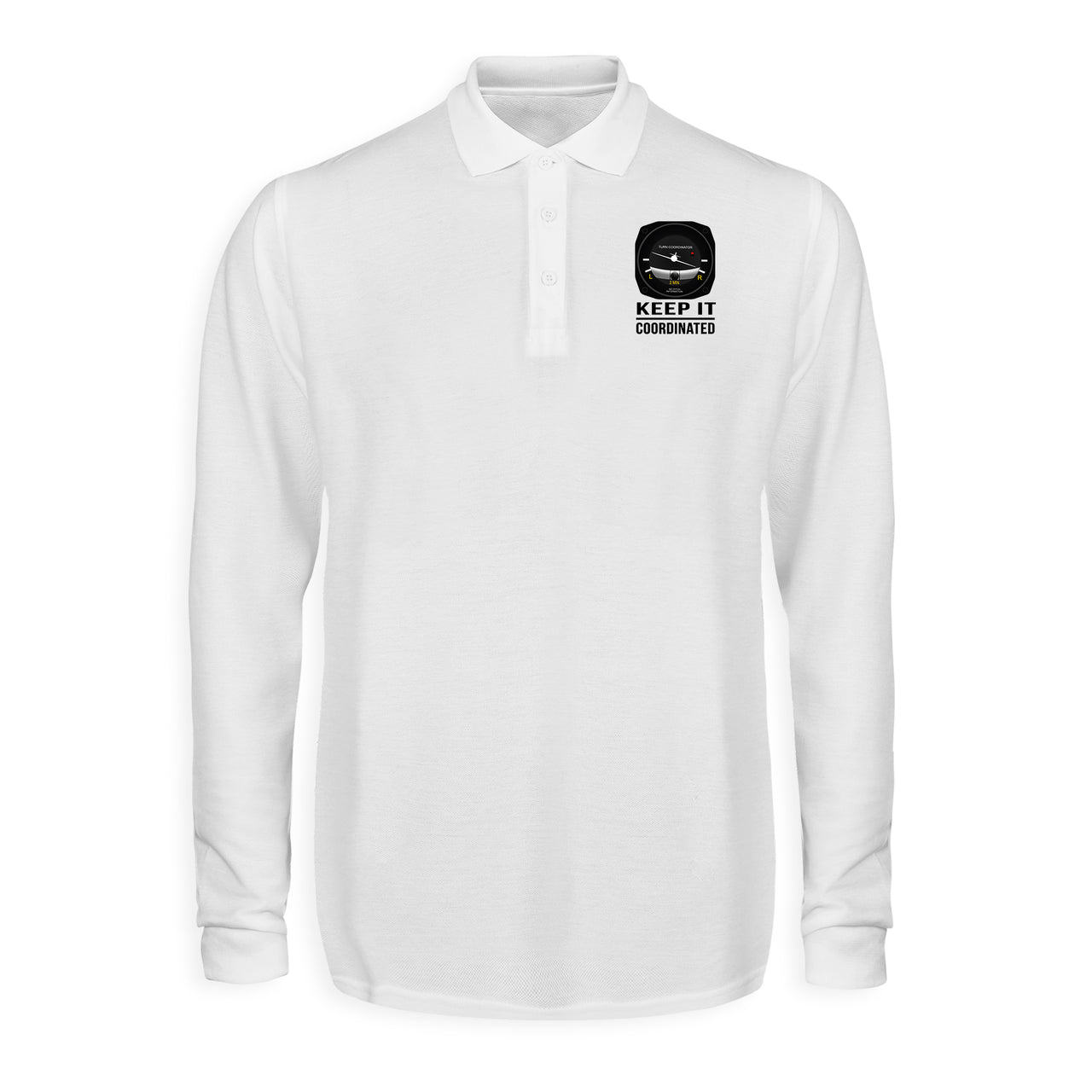 Keep It Coordinated Designed Long Sleeve Polo T-Shirts