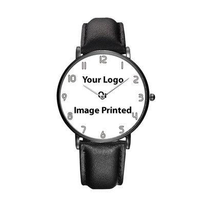 Custom Design Image Logo Leather Strap Watches