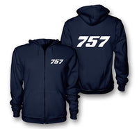 Thumbnail for 757 Flat Text Designed Zipped Hoodies