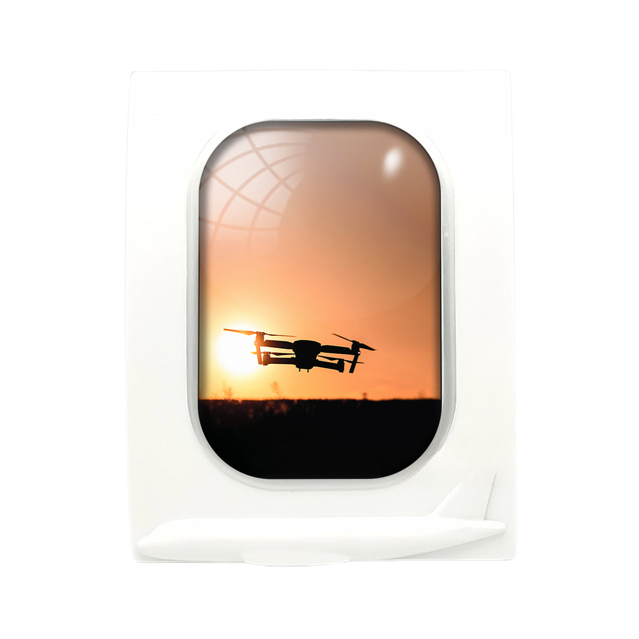 Amazing Drone in Sunset Designed Airplane Window Photo Frame