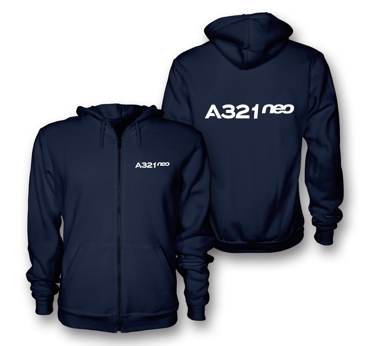 A321neo & Text Designed Zipped Hoodies