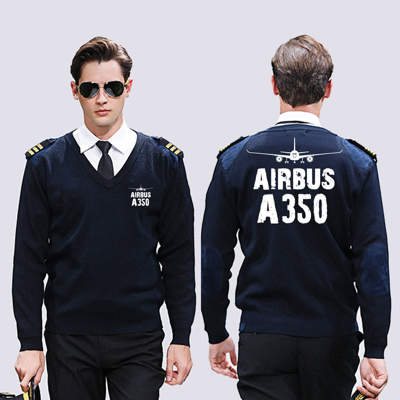 Airbus A350 & Plane Designed Wool Pilot Sweaters