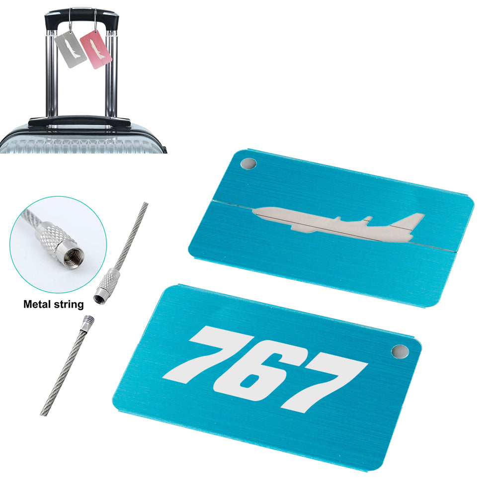 767 Flat Text Designed Aluminum Airplane Luggage Tags