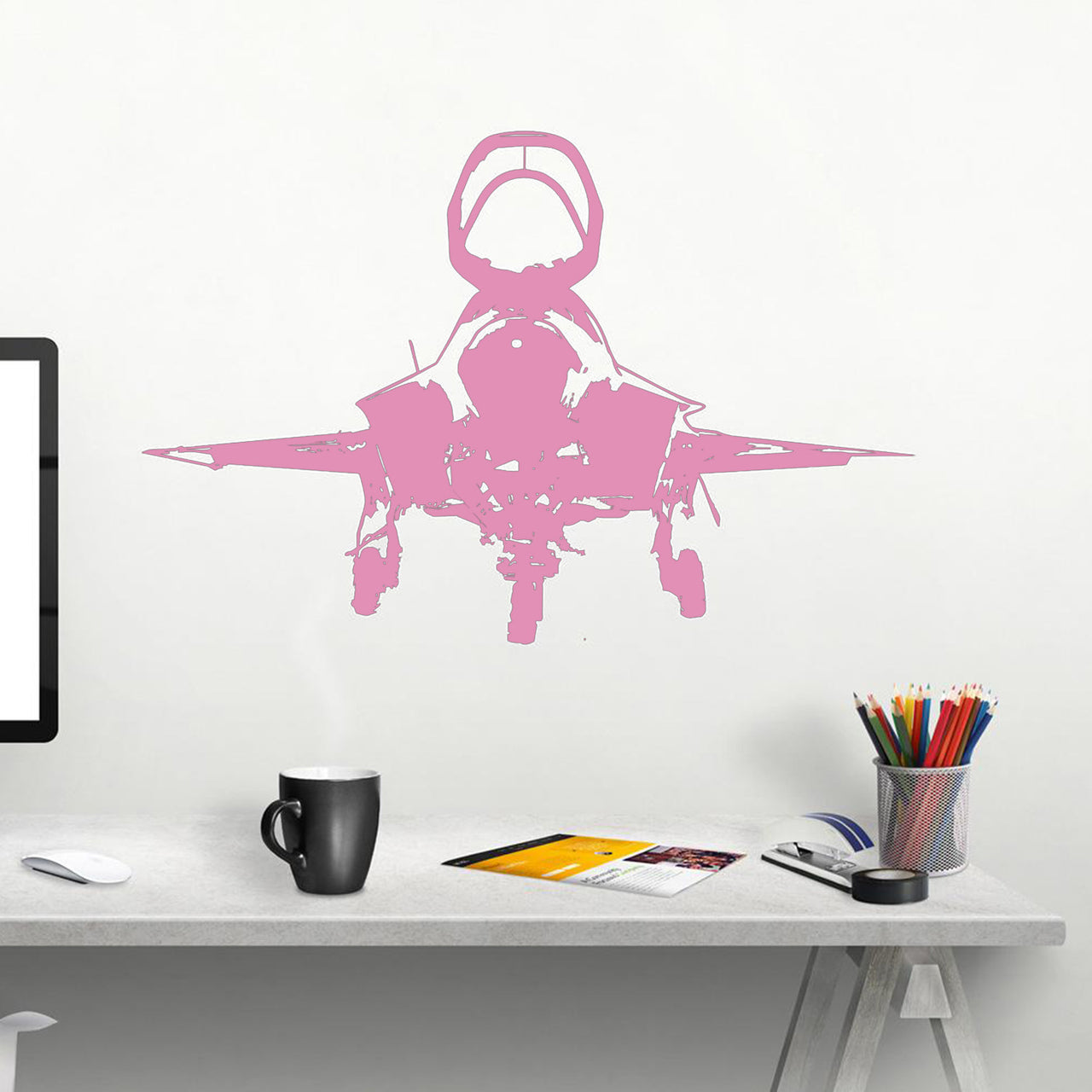 Face to Face with Fighter Jet 35 Designed Wall Sticker