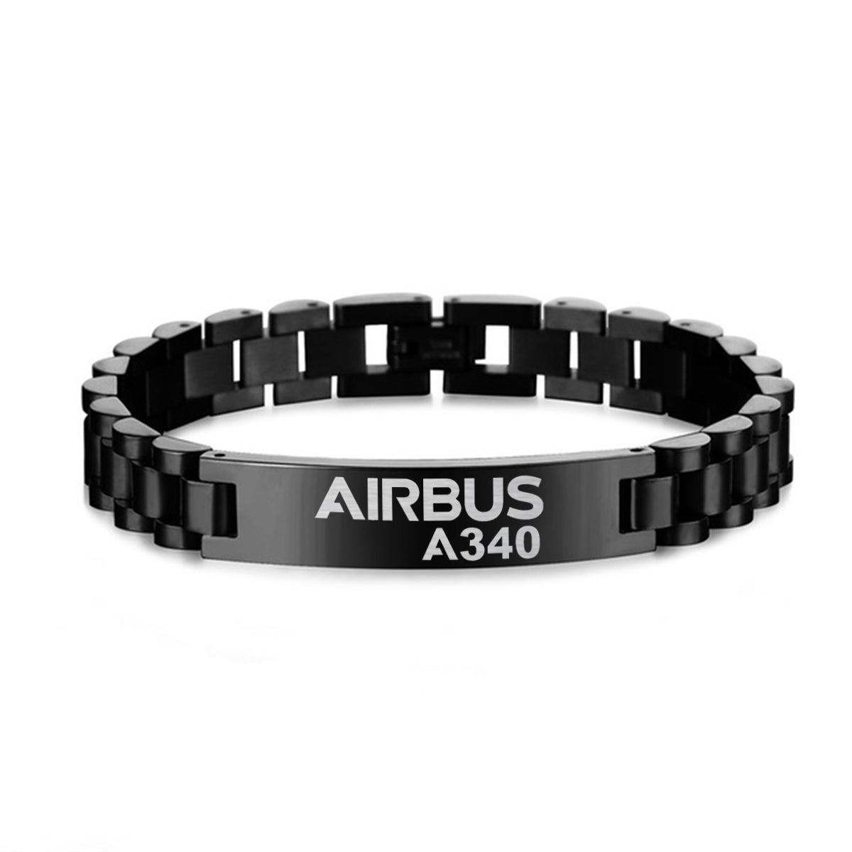 Airbus A340 & Text Designed Stainless Steel Chain Bracelets
