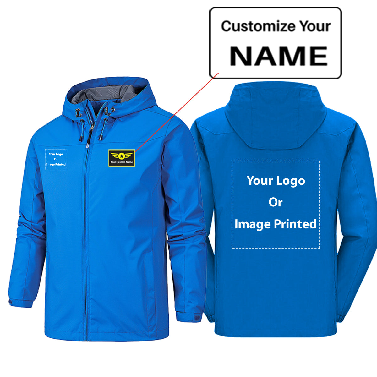 Copy of Custom Name & 2 LOGOS Rain Jackets & Windbreakers