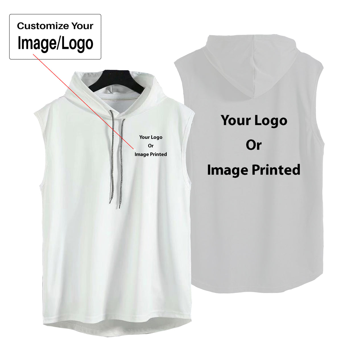 Double Side Your Custom Logos Designed Hooded Tank Tops