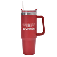 Thumbnail for Custom Name (US Air Force & Star) Designed 40oz Stainless Steel Car Mug With Holder