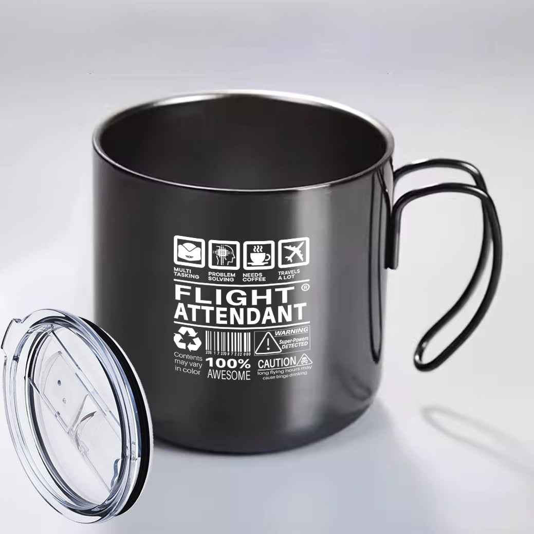 Flight Attendant Label Designed Stainless Steel Portable Mugs