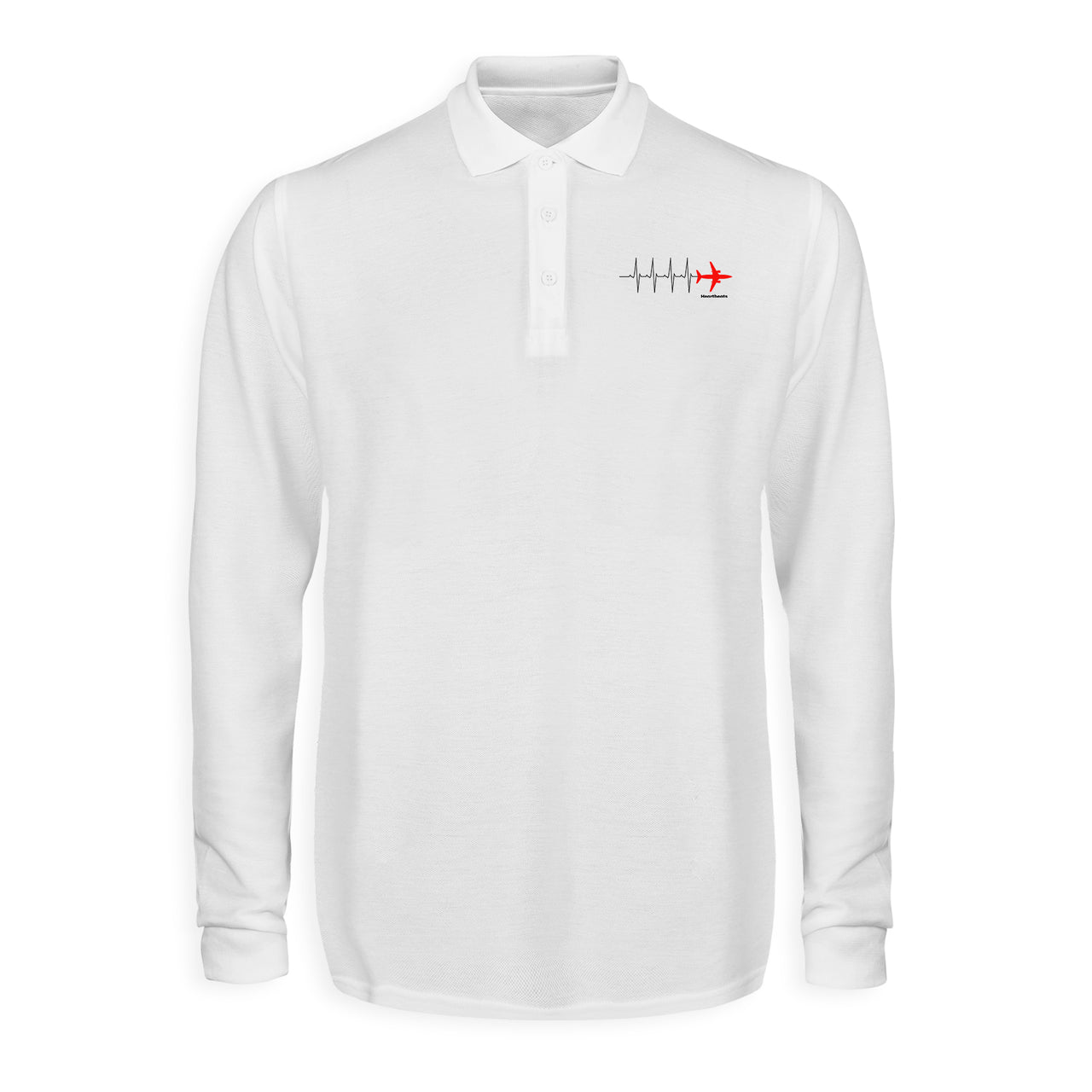 Aviation Heartbeats Designed Long Sleeve Polo T-Shirts